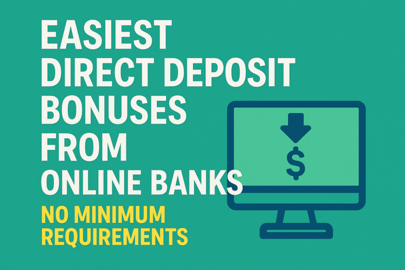 Easiest Direct Deposit Bonuses from Online Banks: No Minimum Requirements